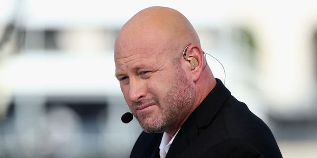 Trent Dilfer of ESPN's Monday Night Countdown team on the set before the game between the Dallas Cowboys and the Los Angeles Rams at the Los Angeles Coliseum during preseason training on August 13, 2016 in Los Angeles.