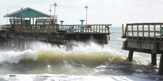 rt of Anglin's Fishing Pier is shown after it collapsed into the ocean after Hurricane Nicole arrived on Nov. 10 in Lauderdale-by-the-Sea, Florida.