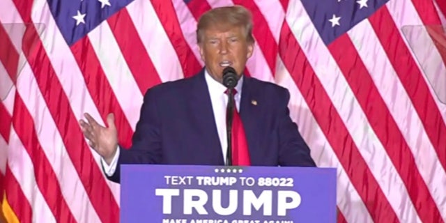 In this image from video, former President Donald Trump announces he is running for president for the third time at Mar-a-Lago on Tuesday, Nov. 15, 2022, in Palm Beach, Florida.