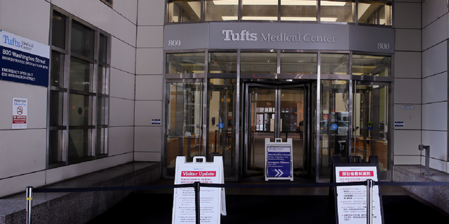 The main entrance of the Tufts Medical Center in Boston.