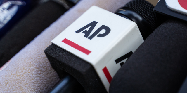 A microphone of Associated Press (AP), an American non-profit news agency.