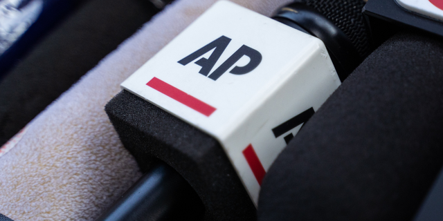 A microphone of Associated Press, an American non-profit news agency.