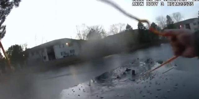 Police in a suburban Chicago town saved a child who was drowning in an icy pond on Wednesday.