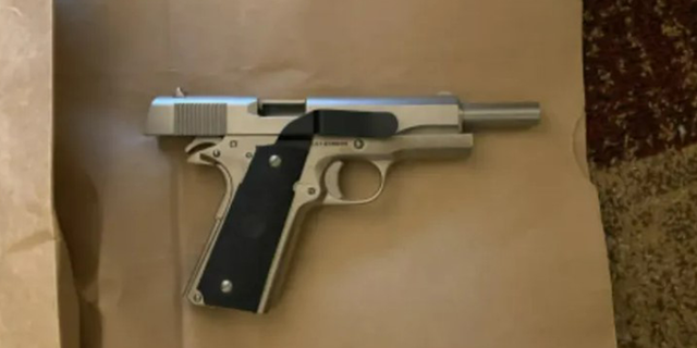 The suspect had shot the dog amid a verbal altercation with the canine's owner in a breezeway of the apartment complex. The recovered gun is pictured here.