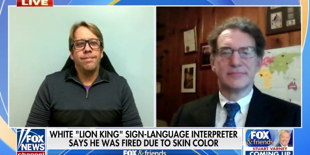 Sign language interpreter Keith Wann (left) and his attorney John Pepper joined "Fox and Friends" on Nov. 14, 2022, to discuss Wann's firing from "The Lion King" allegedly because of his race.