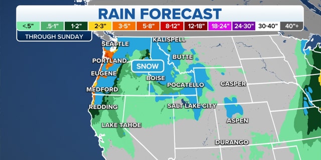 Rainfall forecast in the Northwest through Sunday