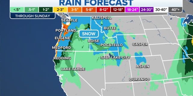 Rainfall forecast in the Northwest through Sunday