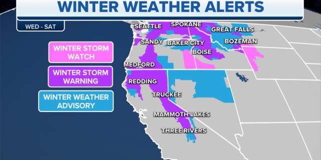 Winter weather alerts in the West