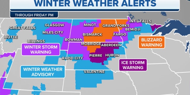 Winter weather alerts through Friday afternoon in the Plains and Midwest
