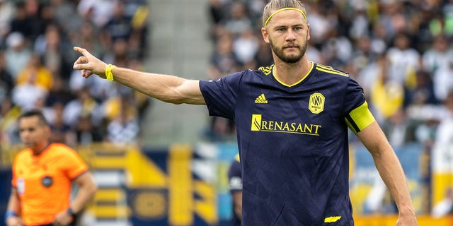 Walker Zimmerman #25 of Nashville SC during the MLS Cup Round of 16 match against Los Angeles Galaxy at the Dignity Health Sports Park on October 15, 2022 in Carson, California.