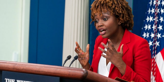 White House Press Secretary Karine Jean-Pierre speaks to reporters in the James Brady Press Briefing Room at the White House, Wednesday, November 2, 2022, in Washington.
