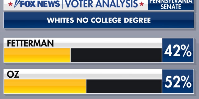 Fox News Voter Analysis: Fetterman-Oz race sees differences in enthusiasm 2 Pennsylvania voters who are white and hold no college degree on who they support for the Senate.