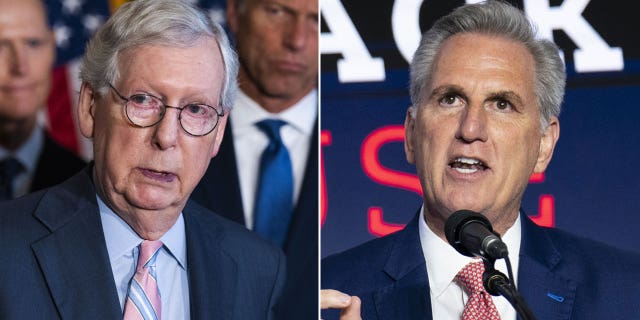Senate Minority Leader Mitch McConnell, left, and House Minority Leader Kevin McCarthy, right.