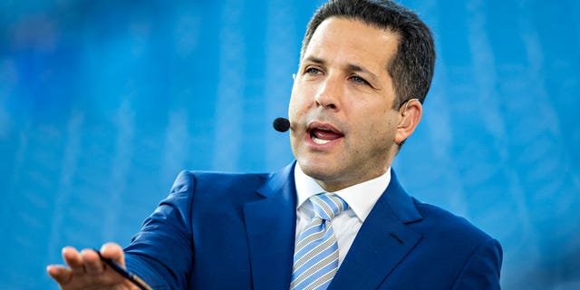 ESPN analyst Adam Schefter before a game between the Buffalo Bills and the Tennessee Titans at Nissan Stadium on Oct. 18, 2021, in Nashville.