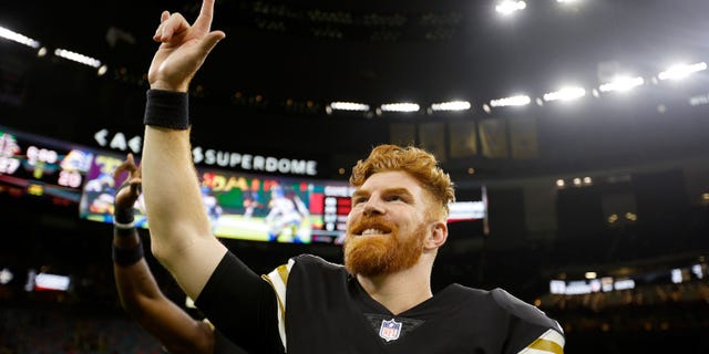 Andy Dalton of the New Orleans Saints walks off the field after defeating the Los Angeles Rams at Caesars Superdome on Nov. 20, 2022, in New Orleans.