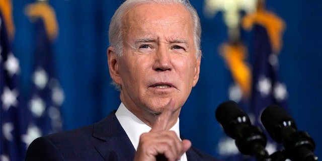 President Biden speaking about defending democracy in November.