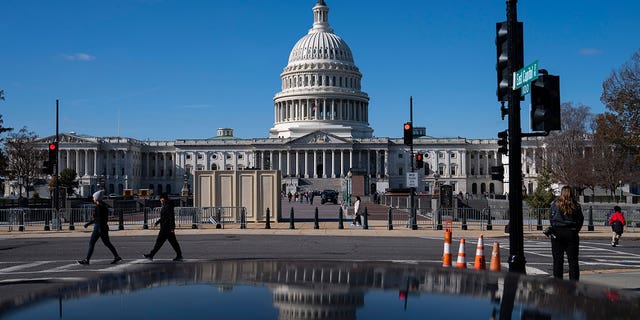 The exterior of the U.S Capitol is seen during the second day of orientation for new members of the House of Representatives in Washington, D.C., on Monday, November 14, 2022. 