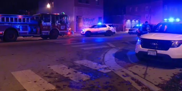The scene of a drive-by shooting in Chicago on Halloween night.