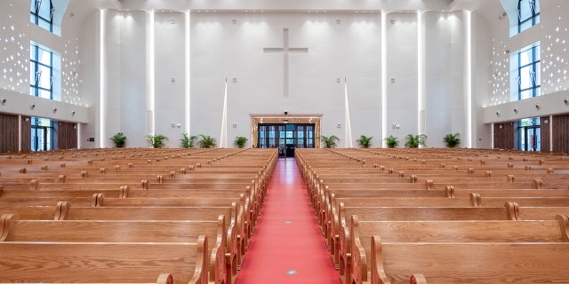 The scene inside the bright Church