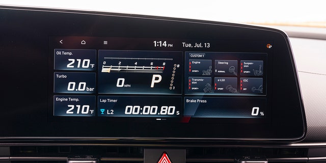 Performance screens provide data and allow the driver to adjust many of the car's settings.