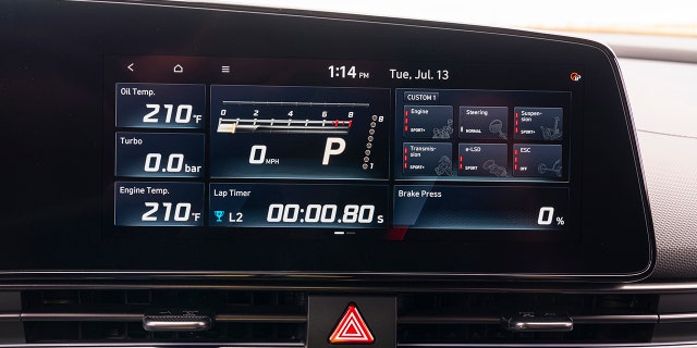 Performance screens provide data and allow the driver to adjust many of the car's settings.