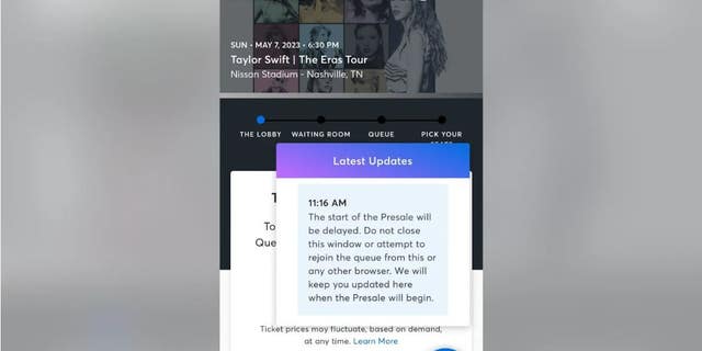 High demand for Taylor Swift concert tickets led Ticketmaster to delay the West Coast presale.