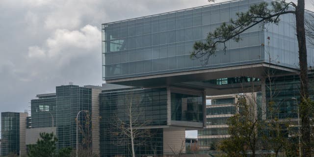 The exterior of the ExxonMobil Spring campus is seen on February 01, 2022, in Houston, Texas.