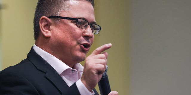 Sam Peters, candidate for Congressional District 4, during a candidate forum in Pahrump on Thursday, Aug. 25, 2022.