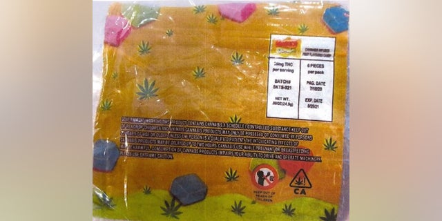 The packaging of a bag of gummites laced with cannabis looks similar to Starburst candy, police said. 