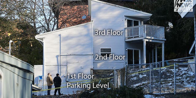 The home where four University of Idaho students were murdered Nov. 13. This photo illustr