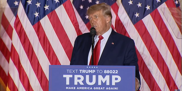 Former President Donald Trump speaks at an event announcing his 2024 presidential campaign.