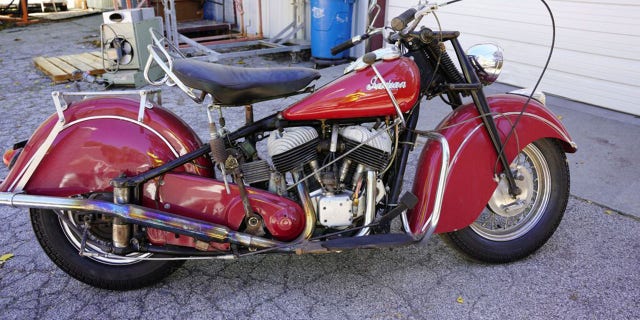 Doug Wothke rode around the world on a 1948 Indian Chief similar to this one.