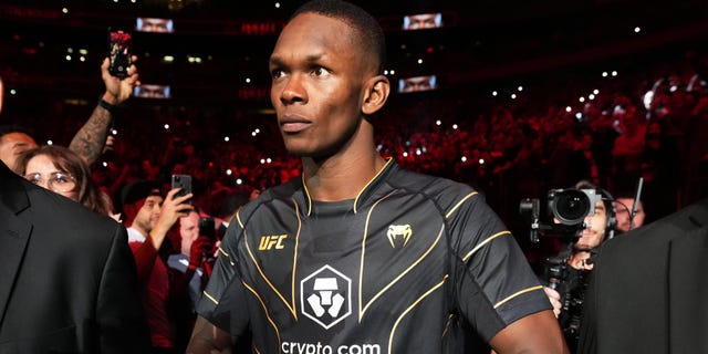 Israel Adesanya of Nigeria prepares to fight Alex Pereira of Brazil in a UFC middleweight championship bout during UFC 281 at Madison Square Garden Nov. 12, 2022, in New York City.