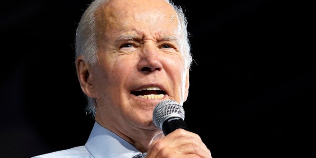 President Joe Biden speaks at a campaign event for Maryland Democratic gubernatorial candidate Wes Moore and others at Bowie State University in Bowie, Md., on Monday.