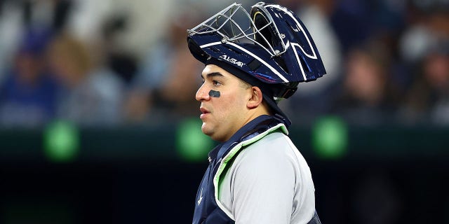 Jose Trevino of the New York Yankees catches in the eighth inning against the Toronto Blue Jays at Rogers Centre Sept. 26, 2022, in Toronto.