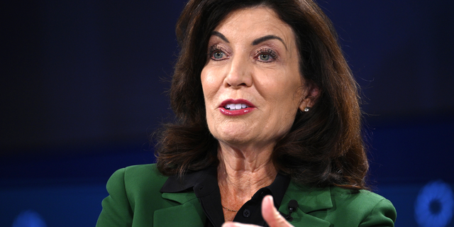 Gov. Kathy Hochul speaks during the Concordia Annual Summit on Sept. 20, 2022, in New York City.