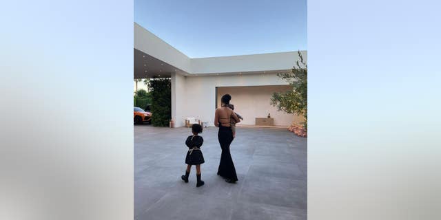 Kylie Jenner walked with her daughter, Stormi, and son, after Thanksgiving.