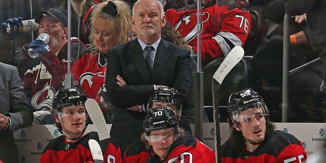 Coach Lindy Ruff of the New Jersey Devils during the second period against the Colorado Avalanche at the Prudential Center March 8, 2022, in Newark, N.J.