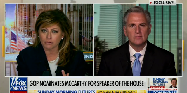 Fox News anchor Maria Bartiromo and House Minority Leader Kevin McCarthy, R-Calif.