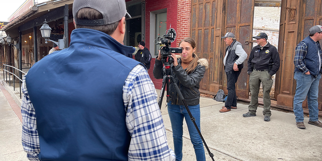 Fox News reporter Ashley Soriano interviews US Senate candidate Adam Laxalt on his bus tour of rural Nevada.