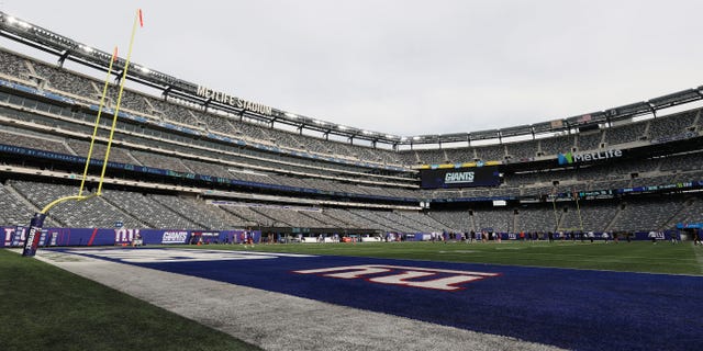 A view of the field before the first half of a preseason game between the Cincinnati Bengals and the New York Giants at MetLife Stadium Aug. 21, 2022, in East Rutherford, N.J.