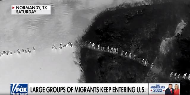 Migrants cross the US-Mexico border.  (FoxNews)