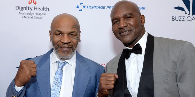 Heavyweight boxing legends Mike Tyson and Evander Holyfield attend the 19th annual Harold and Carole Pump Foundation Gala at The Beverly Hilton Hotel on Aug. 9, 2019 in Beverly Hills, California.