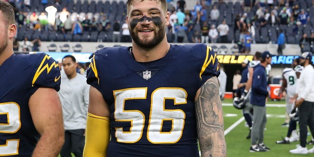 Los Angeles Chargers quarterback Morgan Fox (56) during a game on October 23, 2022 at SoFi Stadium in Inglewood, California. 