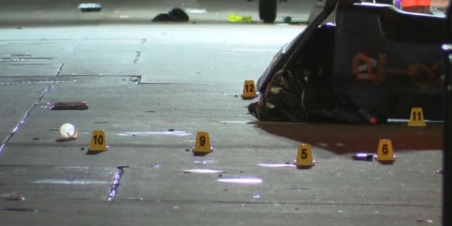 A crime scene is seen on New Orleans' famous Bourbon Street.