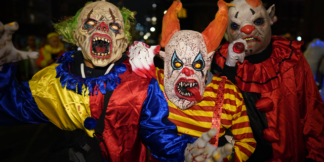 Revelers wearing different costumes attend the Halloween Parade in Lower Manhattan of New York, United States on Oct. 31, 2022. New York City's biggest and most renowned Halloween parade returned to Greenwich Village Monday night for the 49th time.