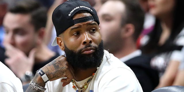 Odell Beckham Jr. attends the game between the Phoenix Suns and the Miami Heat at FTX Arena on November 14, 2022 in Miami.