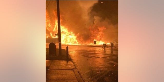 A massive fire engulfed the seaport marina in Old Mystic, Connecticut.