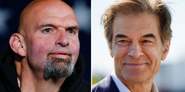 Democratic PA Lt. Gov John Fetterman (left) and Republican opponent Dr. Mehmet Oz, whose Senate race was among the most contested in the country.