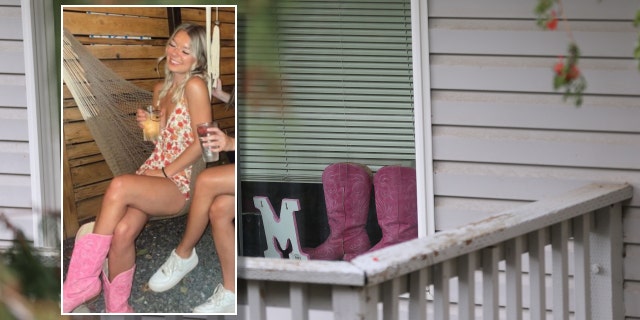 Madison Mogen had a pair of pink cowgirl boots that are still displayed in the window of her rental home near the University of Idaho campus. 